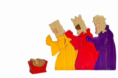 presents in a crib - Nativity scene of the three kings made of stained wood Stock Photo - Budget Royalty-Free & Subscription, Code: 400-04925742