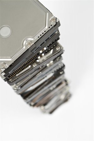 stack of hard drives with copy space and selective focus Photographie de stock - Aubaine LD & Abonnement, Code: 400-04926127