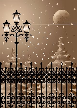 Winter evening. Vector illustration. EPS 8, AI, JPEG Foto de stock - Super Valor sin royalties y Suscripción, Código: 400-04926123