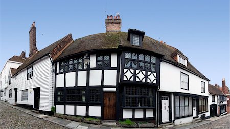 traditional half timbered tudor house on cobbled street in rye town sussex england Stock Photo - Budget Royalty-Free & Subscription, Code: 400-04926217