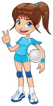 Young volleyball player. Funny cartoon and vector isolated character. Stock Photo - Budget Royalty-Free & Subscription, Code: 400-04926279