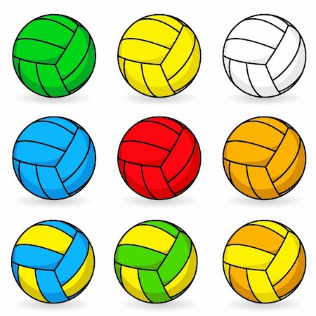 red blue and white living design - Cartoon volleyball in different colors Stock Photo - Budget Royalty-Free & Subscription, Code: 400-04920262