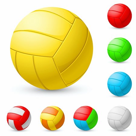 Realistic volleyball in different colors. Illustration on white background Stock Photo - Budget Royalty-Free & Subscription, Code: 400-04920263
