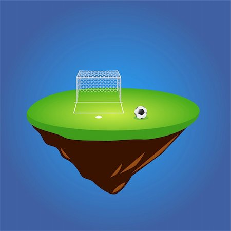 green grass island and soccer ball vector on blue back Stock Photo - Budget Royalty-Free & Subscription, Code: 400-04920336