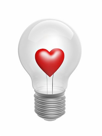 simsearch:400-04303624,k - bulb with red heart symbol inside isolated on white background Stockbilder - Microstock & Abonnement, Bildnummer: 400-04920347