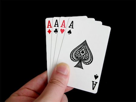 deck of cards - four of a kind aces cards isolated on black background Stock Photo - Budget Royalty-Free & Subscription, Code: 400-04920385