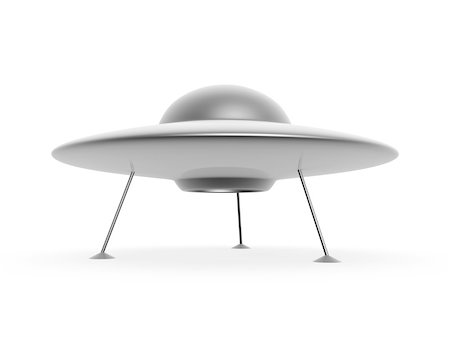 spaceships - 3d ufo disc landing on white background Stock Photo - Budget Royalty-Free & Subscription, Code: 400-04920421