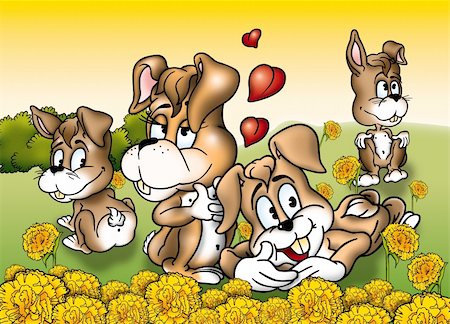simsearch:400-04907025,k - Rabbits - Cartoon Background Illustration, Bitmap Photographie de stock - Aubaine LD & Abonnement, Code: 400-04920433