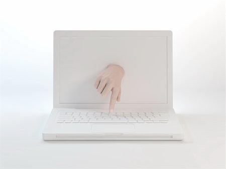 protect virus computer 3d - A hand coming out from the screen working the computer. Stock Photo - Budget Royalty-Free & Subscription, Code: 400-04920744