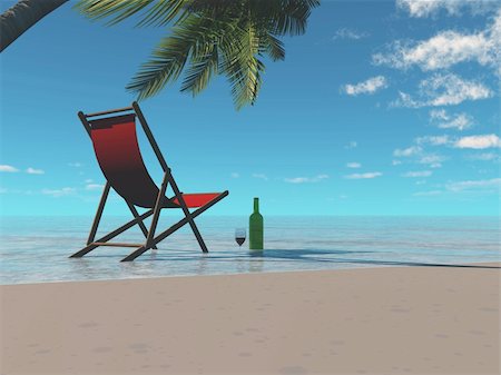 simsearch:400-05705880,k - Relax on a beach with a bottle of wine. Stockbilder - Microstock & Abonnement, Bildnummer: 400-04920746