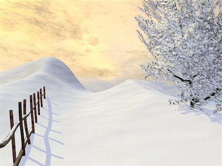 snowy road tree line - A snow covered path Stock Photo - Budget Royalty-Free & Subscription, Code: 400-04920747