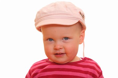 simsearch:400-04677805,k - Portrait of a toddler wearing a cap on white background Photographie de stock - Aubaine LD & Abonnement, Code: 400-04920933