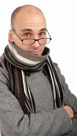 Attractive male wearing a coat and scarf isolated on a white Stock Photo - Budget Royalty-Free & Subscription, Code: 400-04920967