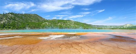 Panoramic view of the Grand Prismatic Spring in Yellowstone National Park - USA. Photographie de stock - Aubaine LD & Abonnement, Code: 400-04921201