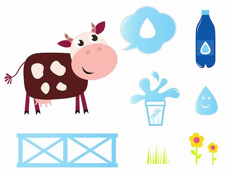 Milk, food and nature icons - Vector cartoon Illustration Stock Photo - Budget Royalty-Free & Subscription, Code: 400-04921240