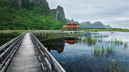 Boardwalks on the lake in the national park, Sam Roi Yod National Park, Thailand Stock Photo - Budget Royalty-Free & Subscription, Code: 400-04921404