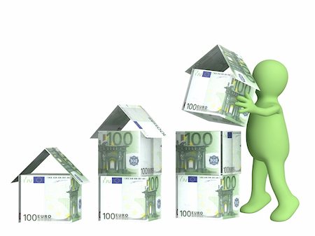 simsearch:400-06860365,k - Puppet and houses from euro banknotes. Isolated over white Stock Photo - Budget Royalty-Free & Subscription, Code: 400-04921424