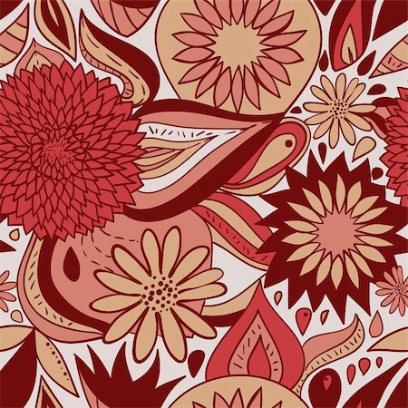 ptits_ptits (artist) - Red floral pattern. Vector illustration Photographie de stock - Aubaine LD & Abonnement, Code: 400-04921445