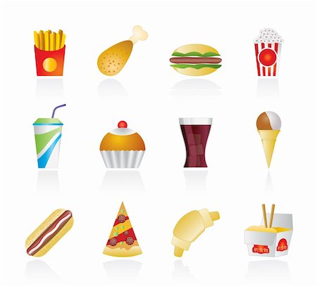 simsearch:400-05704548,k - fast food and drink icons - vector icon set Foto de stock - Super Valor sin royalties y Suscripción, Código: 400-04921531