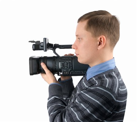 simsearch:400-07518893,k - Cameraman isolated on a white background Foto de stock - Royalty-Free Super Valor e Assinatura, Número: 400-04921592