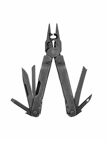 Steel pliers folding multi tool opened isolated Stock Photo - Budget Royalty-Free & Subscription, Code: 400-04921999