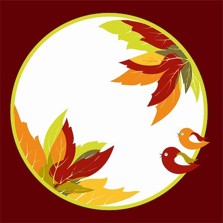 simsearch:400-06179170,k - Abstract colorful autumn leaves with bird background Stock Photo - Budget Royalty-Free & Subscription, Code: 400-04922114