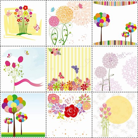 rose butterfly illustration - set of colorful flowers,butterfly,ladybird  greeting card Stock Photo - Budget Royalty-Free & Subscription, Code: 400-04922129