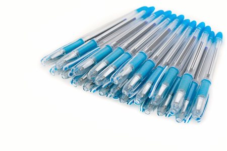 bunch of  blue pens on white background Photographie de stock - Aubaine LD & Abonnement, Code: 400-04922122