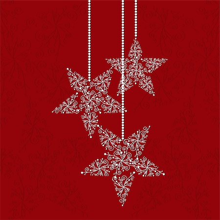 ribbon for greeting card - Christmas greeting card with star shape snowflakes and red background Stock Photo - Budget Royalty-Free & Subscription, Code: 400-04922143