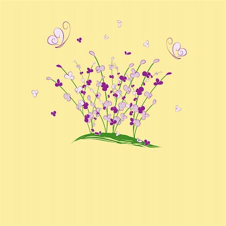 summertime purple flower butterfly greeting card Stock Photo - Budget Royalty-Free & Subscription, Code: 400-04922195