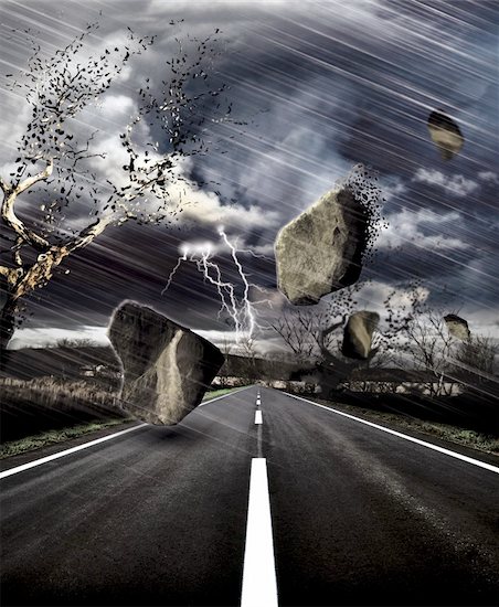 Storm on the road Photographie de stock - Libre de Droits (LD), Artiste: colortone, Le code de l’image : 400-04922356