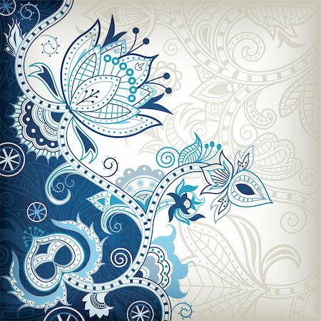 Illustration of abstract floral background in asia style. Foto de stock - Super Valor sin royalties y Suscripción, Código: 400-04922380