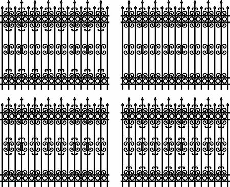 Wrought iron fence (4 silhouette) EPS 8, AI, JPEG Stock Photo - Budget Royalty-Free & Subscription, Code: 400-04922521