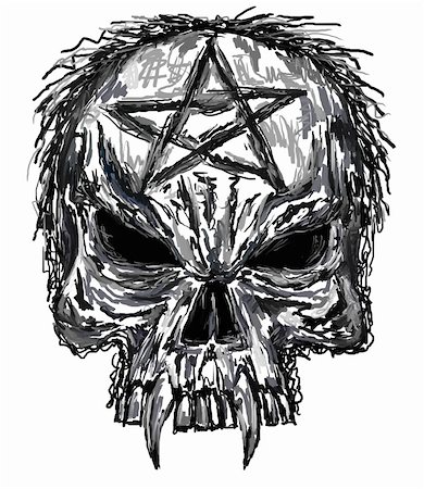 skeleton head as devil - sketch of evil skull Stock Photo - Budget Royalty-Free & Subscription, Code: 400-04922609