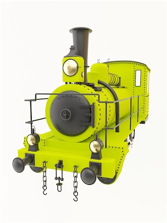 simsearch:400-04489755,k - Green old steam train isolated on white background Stock Photo - Budget Royalty-Free & Subscription, Code: 400-04922611