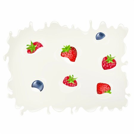 simsearch:400-06358844,k - Berries In Milk, Isolated On White Background, Vector Illustration Photographie de stock - Aubaine LD & Abonnement, Code: 400-04922932