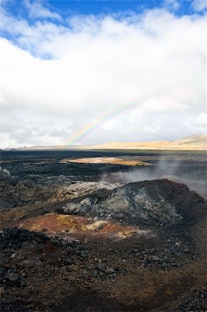 The Kroflustod lava fields of the 1984 eruption of the Krafla Volcano. The solidified magma and lava is still hot, and provide a spectacular barren  view Photographie de stock - Aubaine LD & Abonnement, Code: 400-04923197