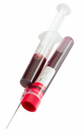 simsearch:400-07971658,k - Syringe And Plastic Test Tube With Blood Isolated on White Stockbilder - Microstock & Abonnement, Bildnummer: 400-04923452