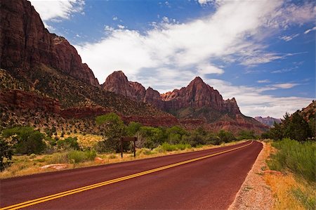 Road through Zion Canyon National Park, Utah Stock Photo - Budget Royalty-Free & Subscription, Code: 400-04923525