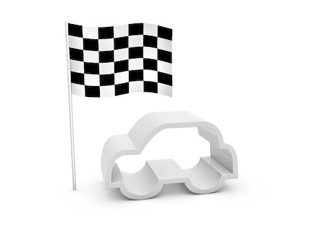 starting line race cars - checked flag and car symbol on white background Stock Photo - Budget Royalty-Free & Subscription, Code: 400-04923593