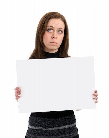 sad woman with a blank sheet of paper in her hands Stock Photo - Budget Royalty-Free & Subscription, Code: 400-04923644
