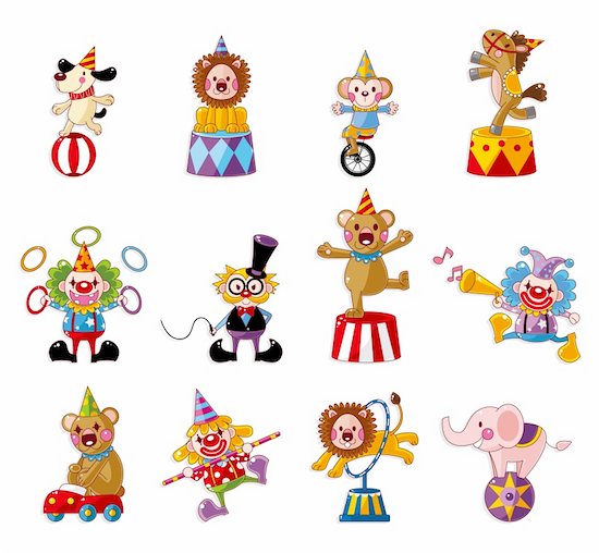 cartoon happy circus show icons collection Stock Photo - Royalty-Free, Artist: notkoo2008, Image code: 400-04923700