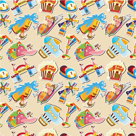 people screaming on a roller coaster - cartoon playground seamless pattern Stock Photo - Budget Royalty-Free & Subscription, Code: 400-04923701