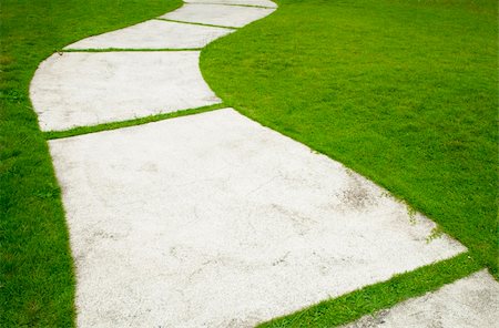 Garden path with grass growing up between the stones Stock Photo - Budget Royalty-Free & Subscription, Code: 400-04923735