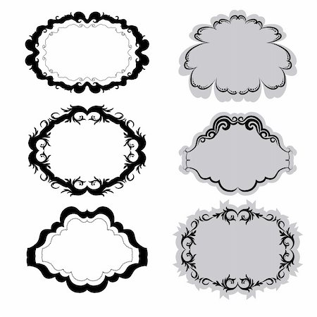 damask vector - Set of ornate vector frames . In vintage style. Basic elements are grouped. Stock Photo - Budget Royalty-Free & Subscription, Code: 400-04923906