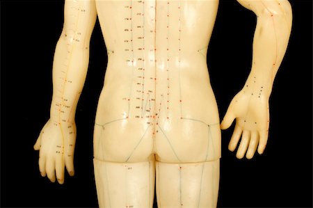 acupuncture points on human back isolated on black background Stock Photo - Budget Royalty-Free & Subscription, Code: 400-04934079