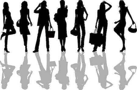 Shopping Girls - vector illustration Stock Photo - Budget Royalty-Free & Subscription, Code: 400-04934279