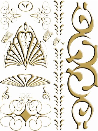 a collection of gold swirls and gothic designs Stock Photo - Budget Royalty-Free & Subscription, Code: 400-04934438