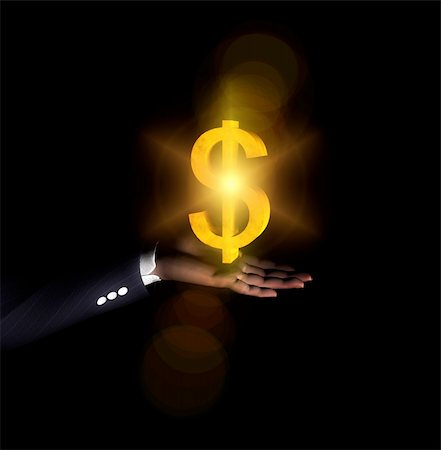 simsearch:400-05298747,k - A American Dollar sign held in a businessman's hand. Fotografie stock - Microstock e Abbonamento, Codice: 400-04935579