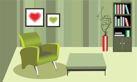 illustration of a nostalgic style room Stock Photo - Budget Royalty-Free & Subscription, Code: 400-04935630